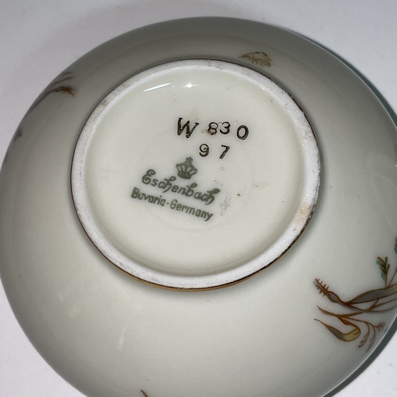 Eschenbach Bavaria Germany Small Trinket Box Lid Flowers Floral Gold Trim - Picture 5 of 12